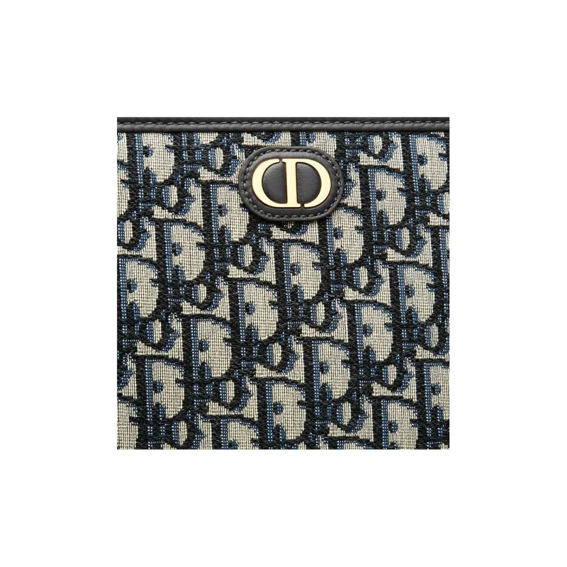 DIOR Montaigne Collection 30 Canvas Toiletry Bag Clutch 30 Women's Denim Blue-4