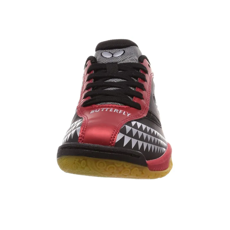 Butterfly LEZOLINE Anti Slip Wear Resistant Low Top Training Shoes Unisex Black Red-4