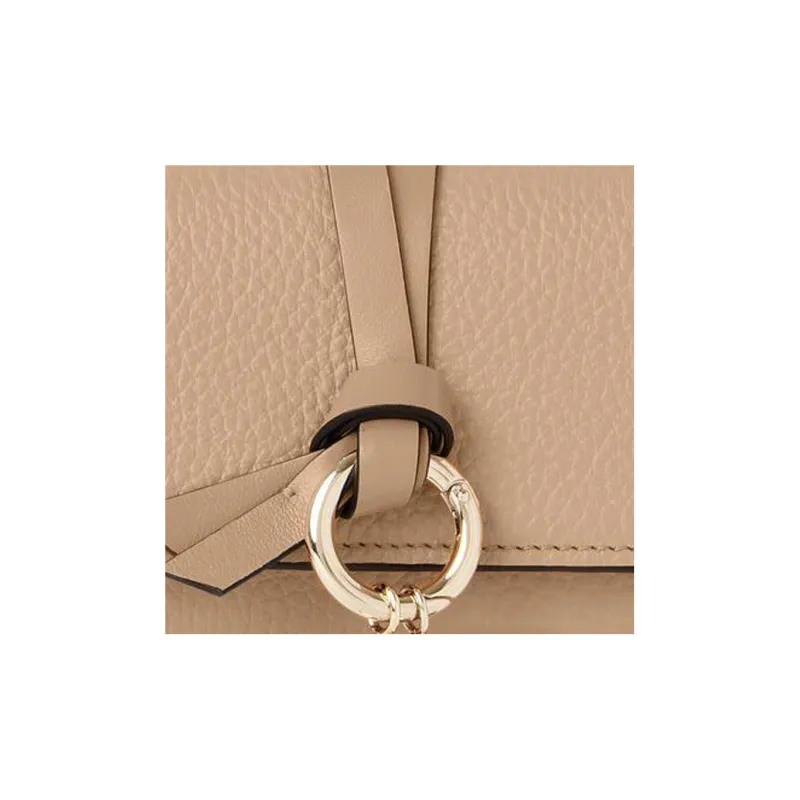 Chloe Alphabet Grained Calfskin Card Holder Wallet Mini Women's Light Umber-3