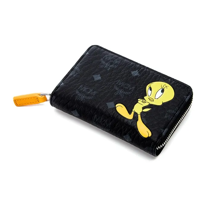 MCM Looney Tunes Collaboration Canvas With Leather Coin Purse Wallet Extra Mini Women's Black-0