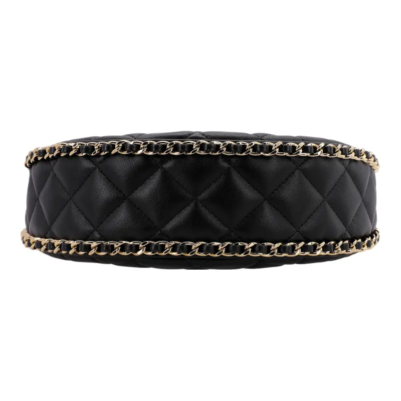 CHANEL Lambskin Dumpling Bag, Hobo Bag, Crossbody Bag, Shoulder Bag Women's Black-2