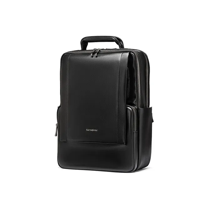 SAMSONITE Fabric Cow Leather Patchwork Laptop Backpack Regular Men's Black-2