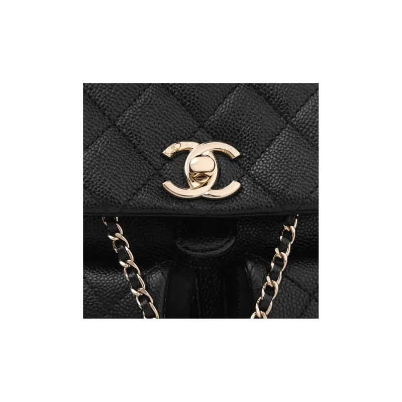 CHANEL Grain Embossed Cow Leather Backpack Trumpets Women's Black-5