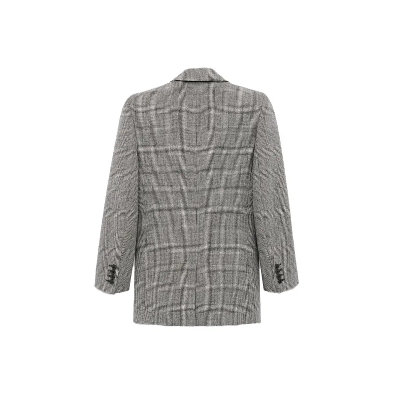 SAINT LAURENT Prince Of Wales Motif Single-Breasted Jacket-1