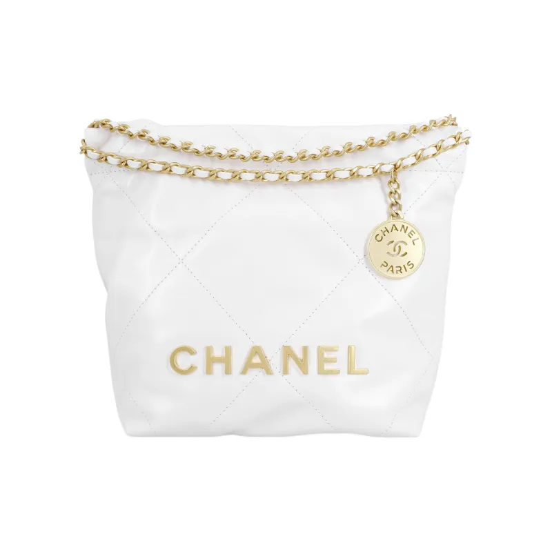 CHANEL 22Bag Bright Calfskin Bucket Bag, Shoulder Bag, Crossbody Bag Mini Women's White-1