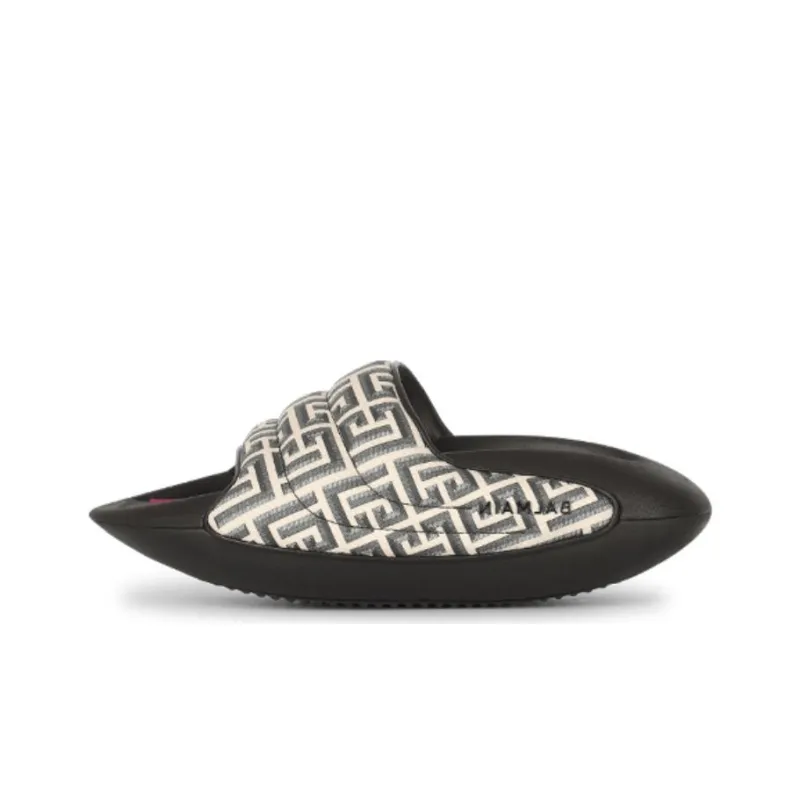 BALMAIN B-IT Coated Canvas Monogram Mules-0