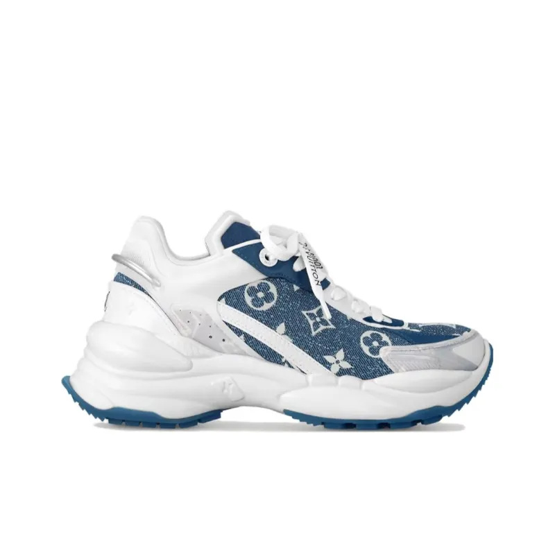 LOUIS VUITTON Run 55 Sneakers 'Denim Monogram With Grey White' Women's-1