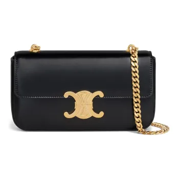 CELINE Triomphe Shiny Cow Leather Shoulder Bag Handbags Shoulder Bags Regular Women's Black