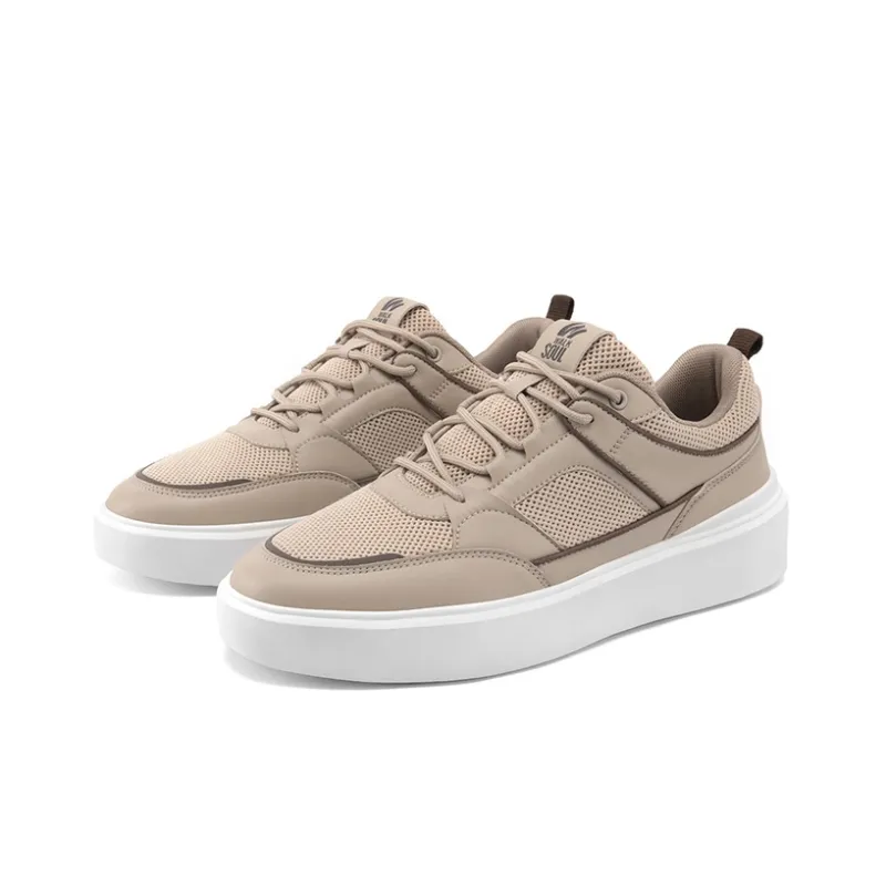 WALKSOUL Skateboard Shoes Men Low Top Apricot/Dark Blue/Black-5