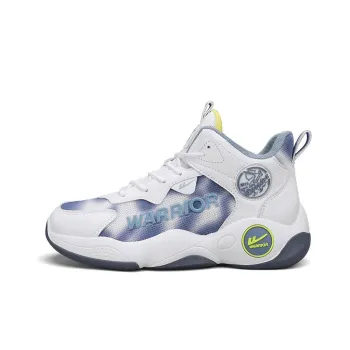 Warrior Height Enhancing Wear Resistant Lightweight Mid Top Basketball Shoes Men's Beige Blue