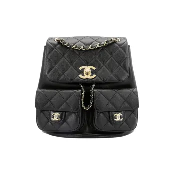 CHANEL Duma Calfskin Backpack Medium Size Women's Black