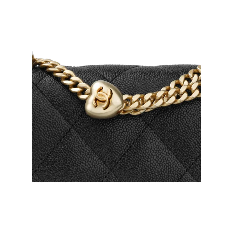 CHANEL Grained Pebbled Cowhide Flap Bag, Shoulder Bag, Crossbody Bag Medium Size Women's Black-5