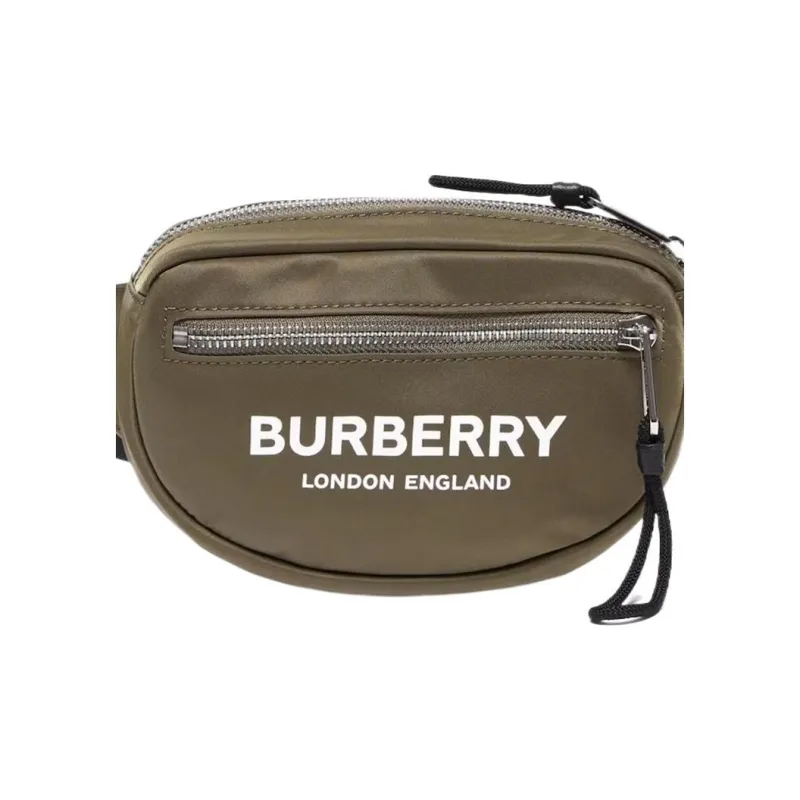 Burberry Cannon Bum Bag Logo Print Small Canvas Green-3