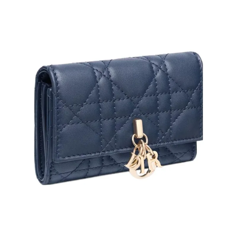 DIOR Sheepskin Wallet Extra Small Women's Deep Sea Blue-1