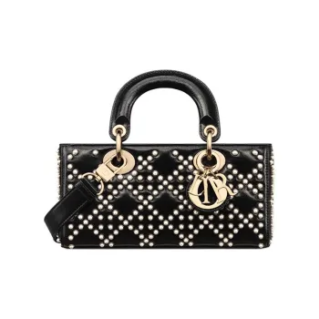 DIOR Lady D-JOY Lambskin Dior Bag Shoulder Bag Crossbody Bag Handbag Small Size Women's Black