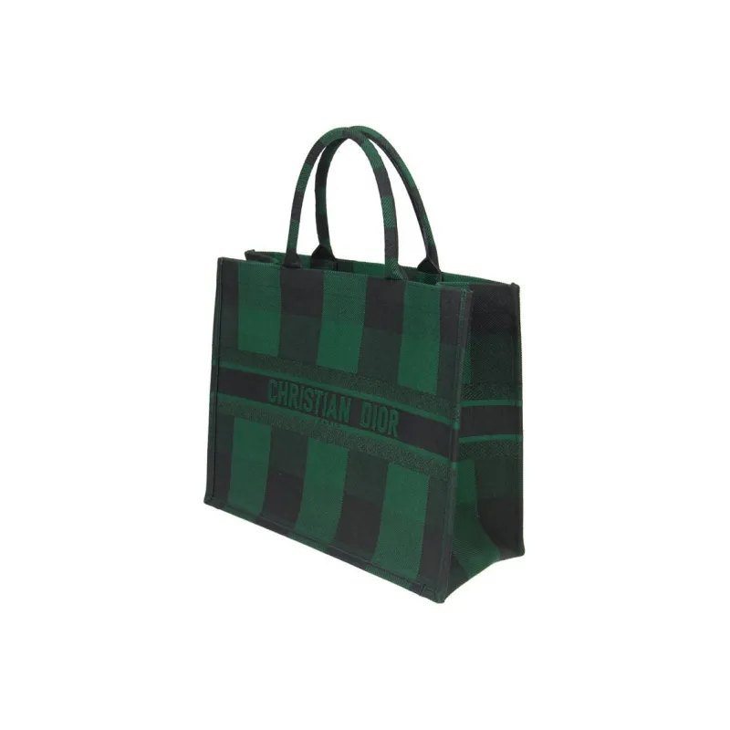 DIOR BookTote Canvas Canvas Bag Tote Bag Shopping Bag Handbag Women's Green/Black-1