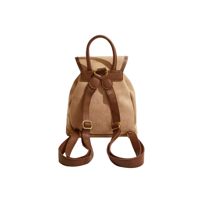 UNITE STAR Canvas Backpack Medium Size Khaki Black/Cherry Blossom Pink/White-2