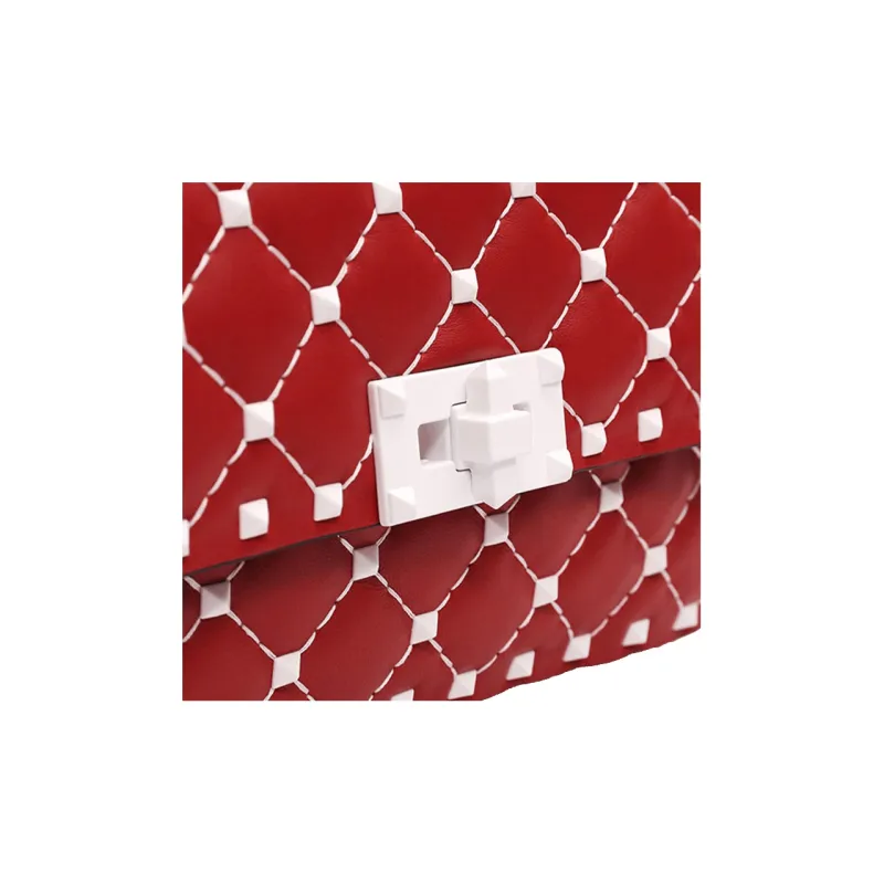 Valentino Sheepskin Crossbody Bag Shoulder Bag Women's Red-3