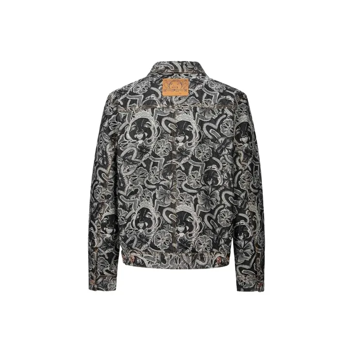 EVISU Denim Jackets Men Black All Over Print-1