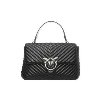 PINKO Sheepskin With Cowhide Accents One Shoulder Handbags Regular Women's Black