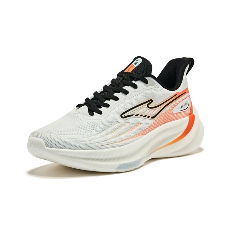 Erke Cushioning Breathable Wear-Resistant Low-Top Running Shoes Men's Erke White Fluorescent Fire Orange-2