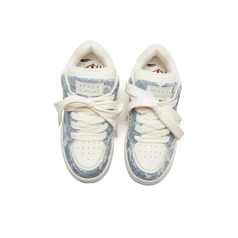 MQMS Skateboard Shoes Unisex Low Top Blue/White-3