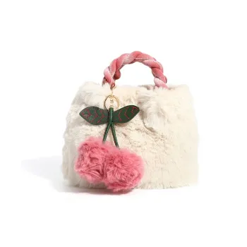 HAWA Plush Crossbody Bag, Shoulder Bag, Handbag Medium Size Women's Ecru