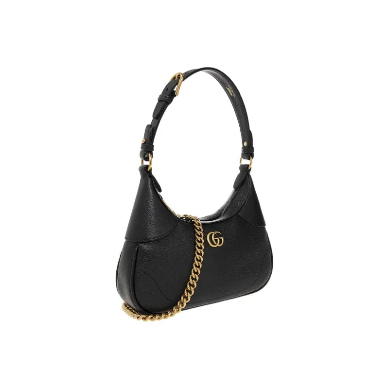 GUCCI Aphrodite Leather New Moon Shoulder Bag, Handbag, Shoulder Bag Small Size Women's Black-1