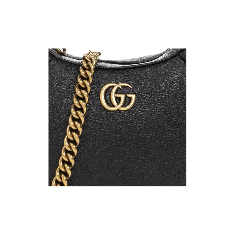 GUCCI Aphrodite Leather New Moon Shoulder Bag, Handbag, Shoulder Bag Small Size Women's Black-3
