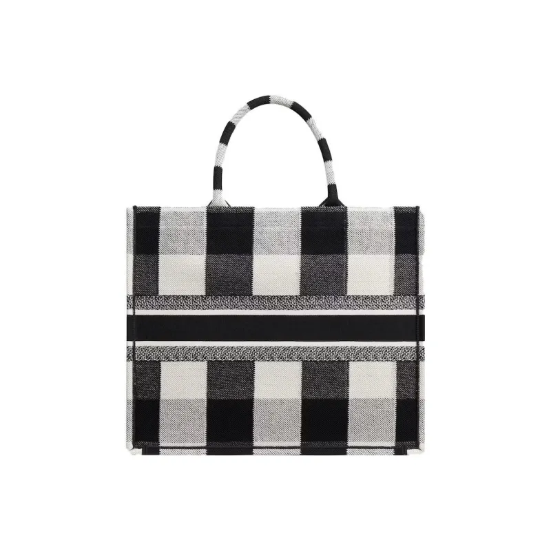 DIOR BookTote Embroidery Canvas Canvas Bag Tote Bag Shopping Bag Handbag Women's Gray White/Black-1