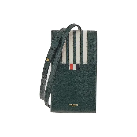 THOM BROWNE· Calfskin One Shoulder Crossbody Cell Phone Pouch Men's Green-0