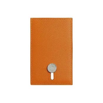 HERMES Diablo Evercolor Calfskin Card Holder Regular Men's I9 Abricot Apricot