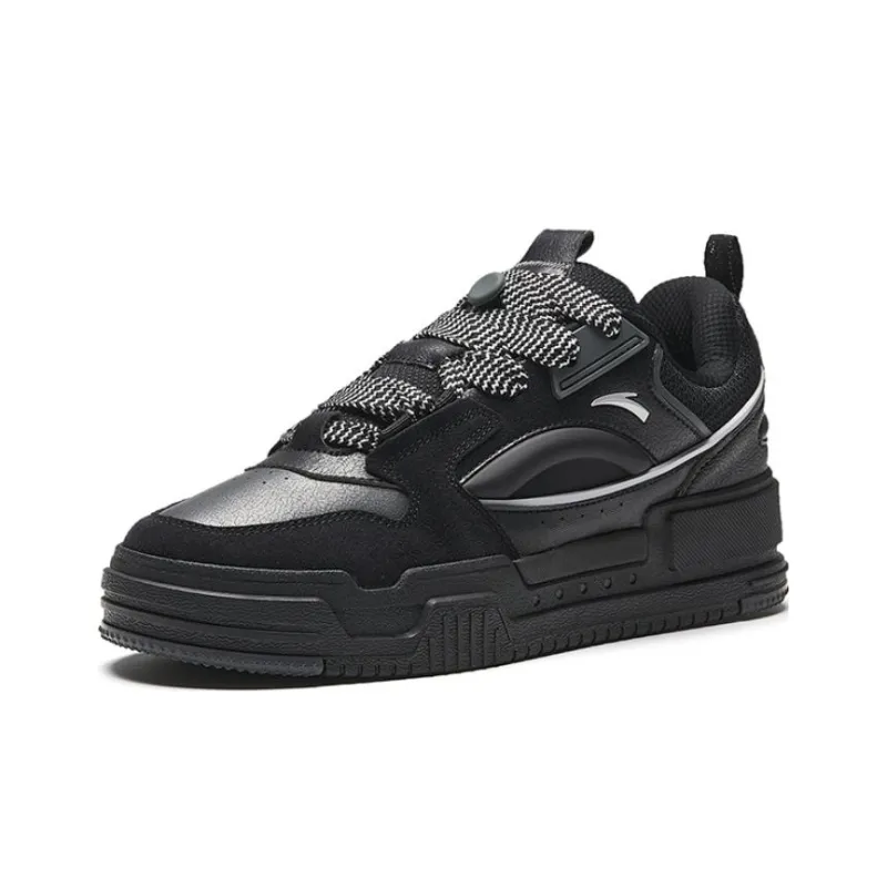 Anta Micro Sugar Puffy Shoes Slip Resistant Breathable Low Top Skateboard Shoes Men's Black-1