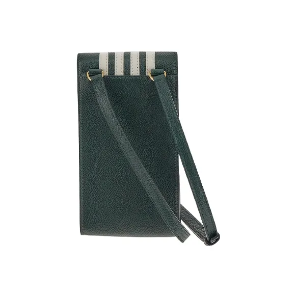 THOM BROWNE· Calfskin One Shoulder Crossbody Cell Phone Pouch Men's Green-5
