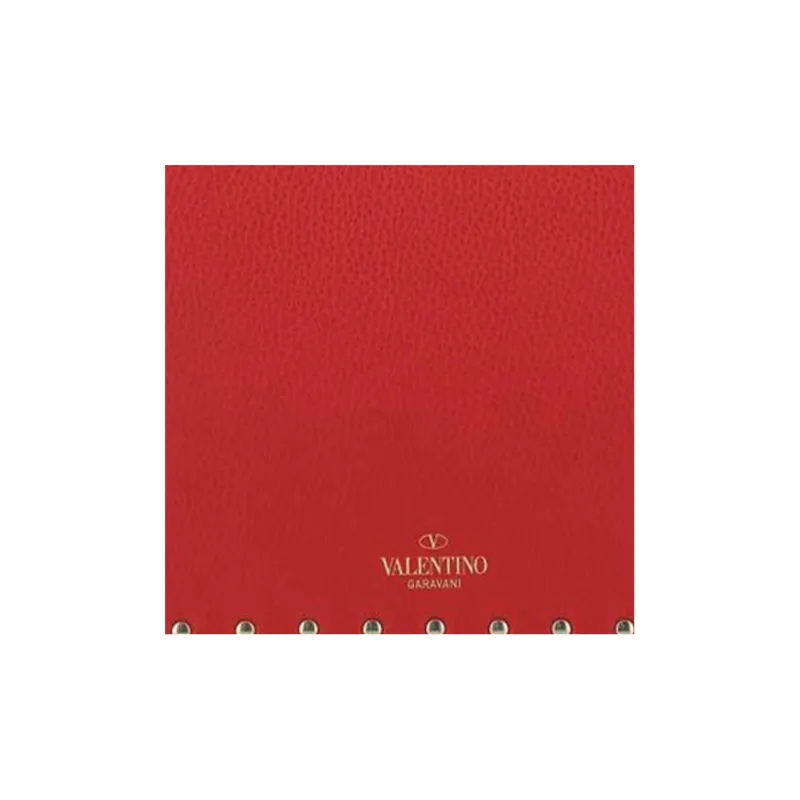 Valentino Rockstud Calfskin Wallet Clutch Women's Red-4