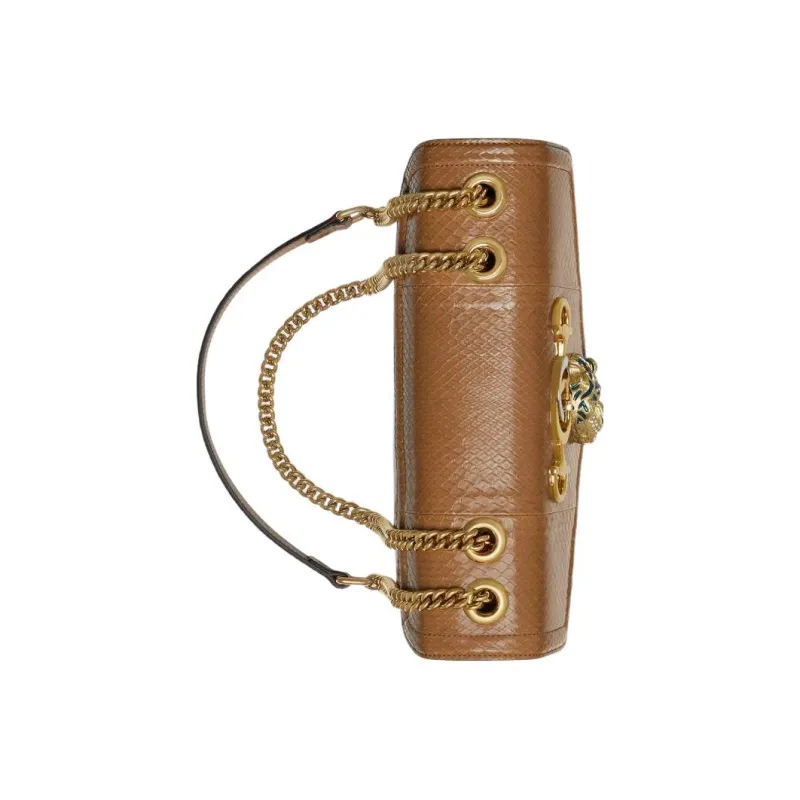 GUCCI Rajah Snake Skin Shoulder Bag Crossbody Bag Medium Size Women's Brown-5