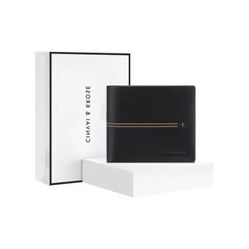 CinvaiKrose Cow Leather Card Holder Clutch Document Wallet Money Clip Regular Men's Black/Coffee
