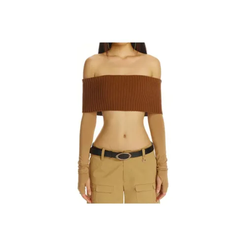 The Kript Strapless Tops Women's Brown