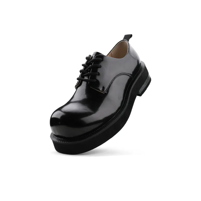 HANQIAORIJI Black Blood Series Casual Leather Shoes Unisex Black-4