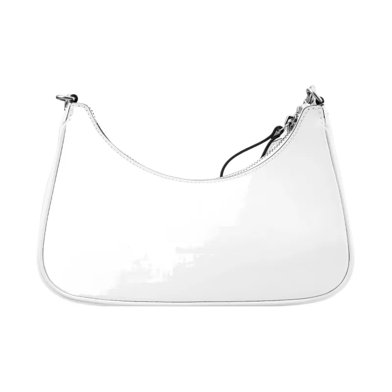 TORY BURCH MERCER Leather Crescent Bag, Shoulder Bag, Handbag Women's White-4