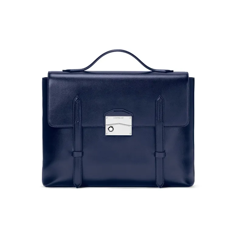 MONTBLANC Meisterstuck Cow Leather Portable Briefcase Men's Ink Blue-0