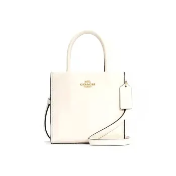 COACH Cally Pebbled Leather Sheet Music Bag Tote Bag Shopping Bag Handbag Shoulder Bag Crossbody Bag Mini Women's White