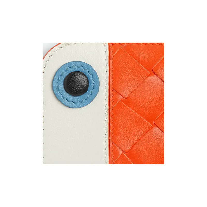 Bottega Veneta Lambskin Card Holder Women's Black/Orange-3