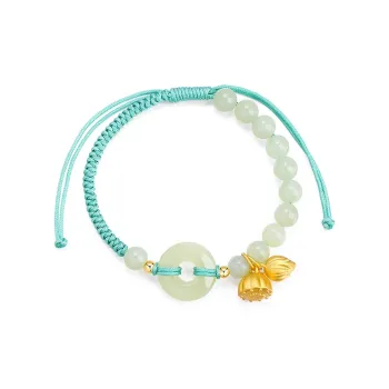 SEVEN COOK Hetian Jade Woven Hand Rope Bracelet Girl Pale Greenish-White Jade Women's