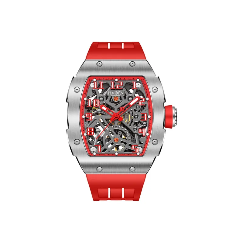 HaofaTourbillon Automatic Mechanical Movement Rubber Strap Watch Men's Watches Cut-Out Dial 1923A-A-9