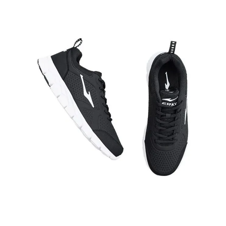 Erke Anti Slip Wear Resistant Low Top Casual Running Shoes Men's Black White-1
