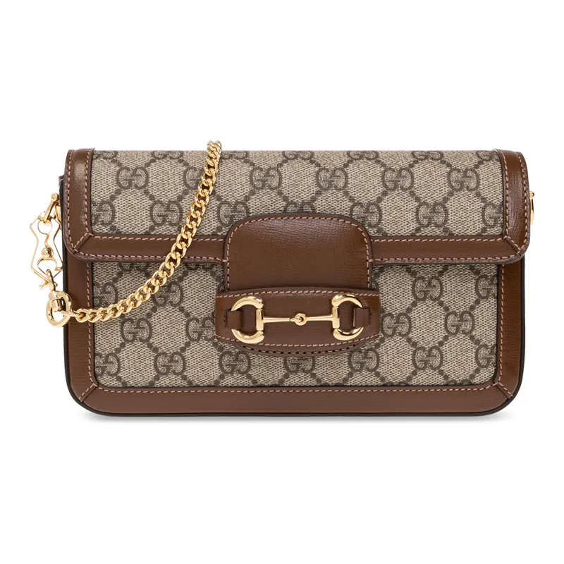 GUCCI Horsebit 1955 Canvas With Leather Crossbody Bag Shoulder Bag Women's Brown-0