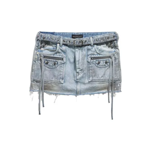 Balenciaga Denim Short Skirts Women's Blue