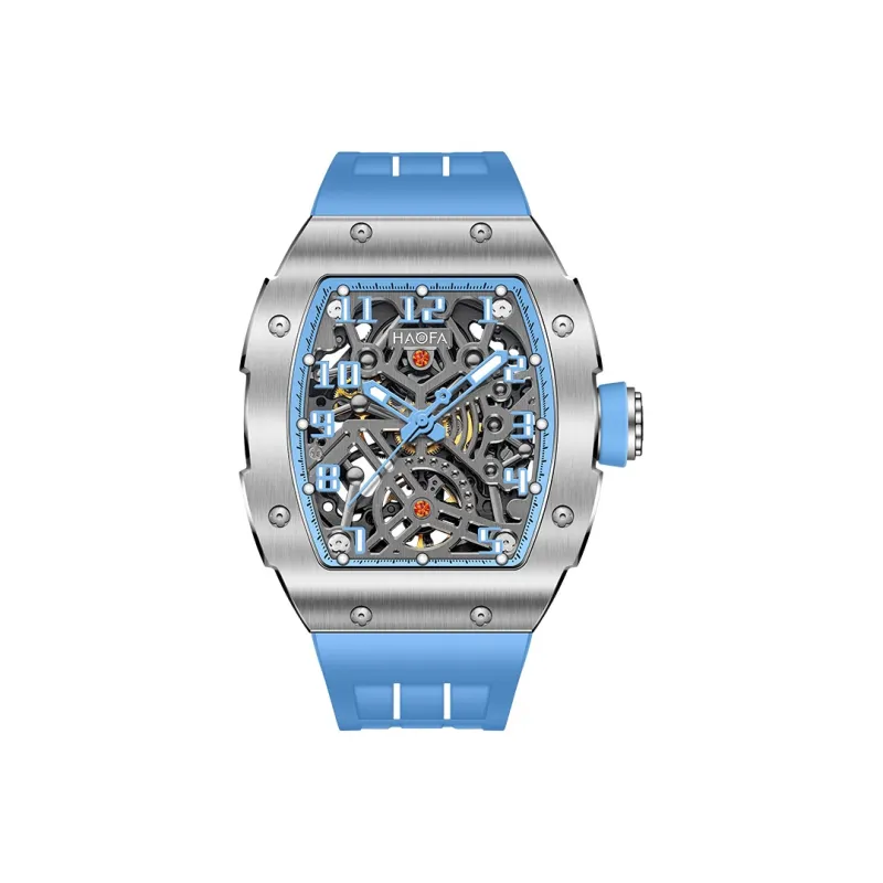 HaofaTourbillon Automatic Mechanical Movement Rubber Strap Watch Men's Watches Cut-Out Dial 1923A-A-3