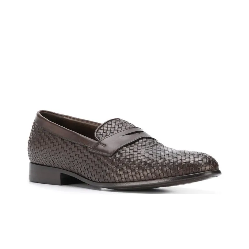 SCAROSSO Andrea Almond Toe Woven Loafers-3
